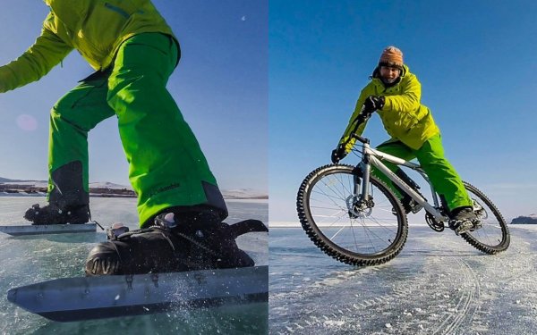 С коньков на велосипед: Крутить педали на льду Байкала — новый хит туризма